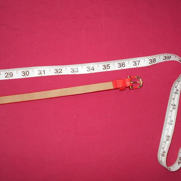 Belt ANN TAYLOR Orange Faux Snake Pattern Skinny Belt S - Picture 6 of 9
